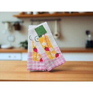 New Kate Spade Set of 2 Kitchen Towels Cocktail Drink 17"X28" 100% Cotton Retro